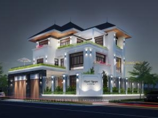 Biệt thự 2 tầng có Gara ngoài trời hiện đại công năng bố trí khoa học